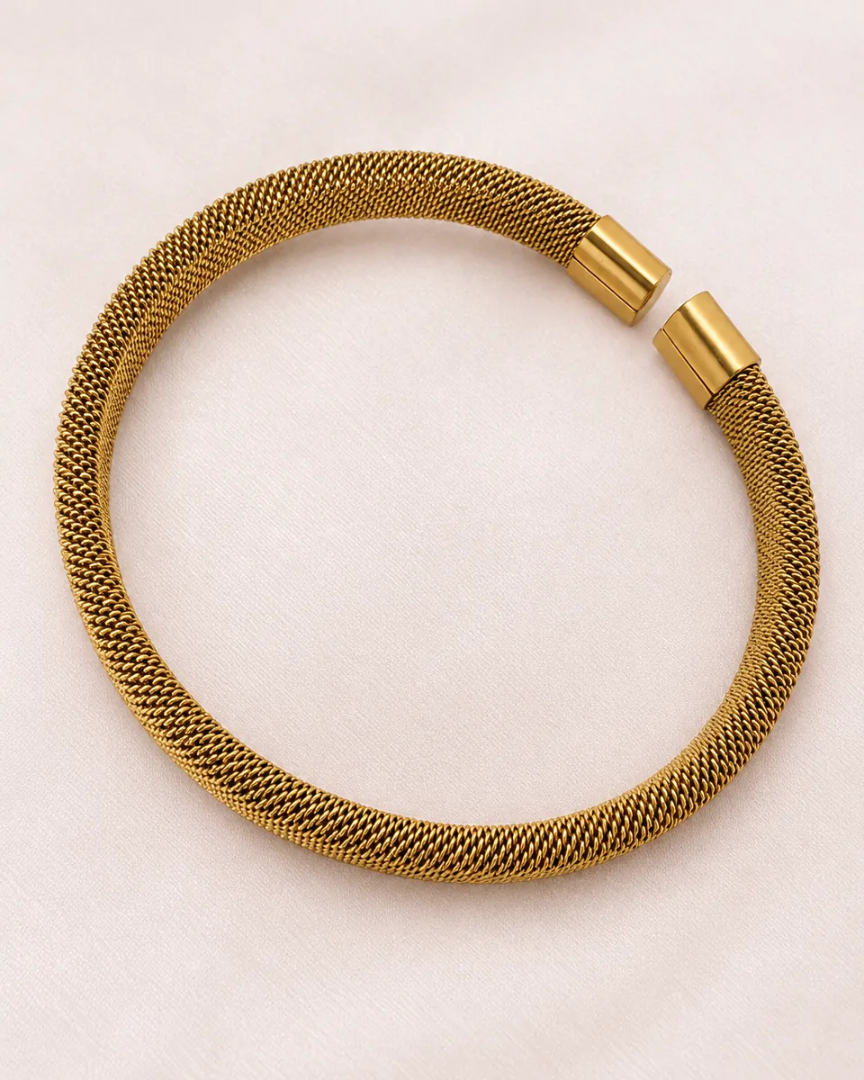 Hasır Örgü Kelepçe, Gold
